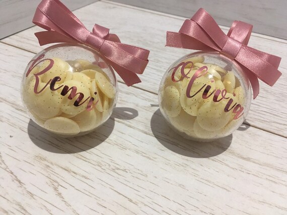 personalised christmas baubles wedding favours