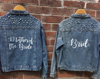 Embroidered Jean Jacket, Bride Jean Jacket, Embroidered Denim Jacket, Custom, Wedding Jacket, Denim Jacket, Bride Jacket,