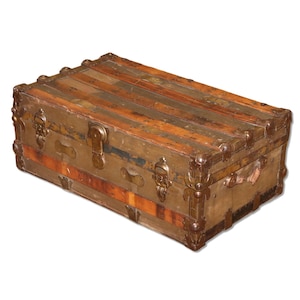  Antique Green Canvas Steamer Trunk : Handmade Products