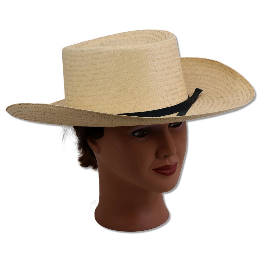 Straw Gaucho Wide Upcurved Brim Ladies Medium 67cm Sun Hat New Etsy