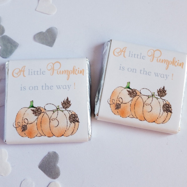 Personalised chocolate squares, favours, baby shower, little pumpkin, peach, girl, boy