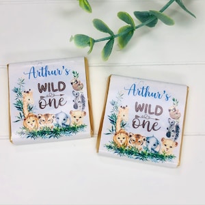 Personalised Chocolate Favours, wild one, Safari Birthday Party favours