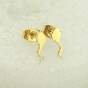 Stud earrings gold tadpoles stainless steel