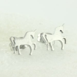 Stud earrings silver horse horses 9x5mm minimalist stainless steel,gift sister