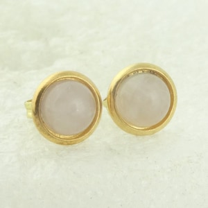 Guldörhängen, rosa rosenkvarts, 6 mm rostfritt stål