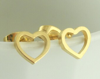 Stud earrings gold heart minimalist 7mm stainless steel,gift friend,sister