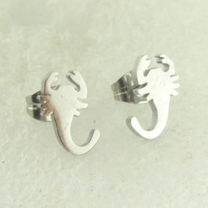 Orecchini a bottone Scorpione in argento 9 x 6 mm Acciaio inossidabile