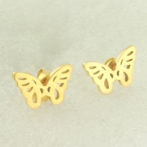Stud earrings gold butterfly minimalist 7x10mm stainless steel,gift sister