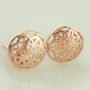 Boucles d'oreilles clous fleur de vie en or rose 925