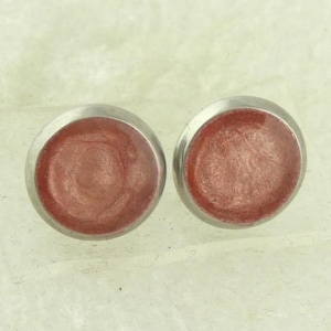 Stud earrings silver pink old pink 8 mm stainless steel
