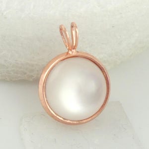Cabochon pendant rose gold-white opal round 12mm,chain opal,gift,chain white