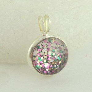 Cabochon pendant silver-multicolored minimalist round 10mm,gift sister