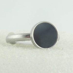 Ring Silber Schwarz 10mm Edelstahl