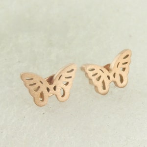 Stud earrings rose gold butterfly minimalist 7x10mm stainless steel,gift