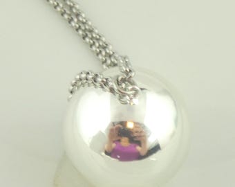 Collar de cadena llamador de ángeles de plata con bola de timbre de 20 mm de acero inoxidable