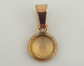 Rose gold pendant, white opal, 6 mm stainless steel