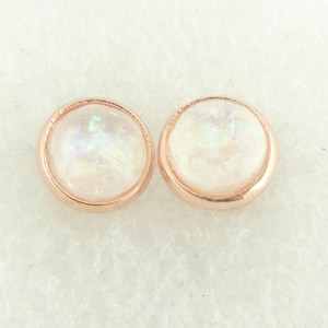 Ohrstecker Ohrringe Rosegold Weiß opal 8mm Edelstahl