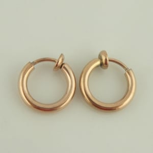 Earclips Hoop Earrings Rose Gold 12 mm Stainless Steel