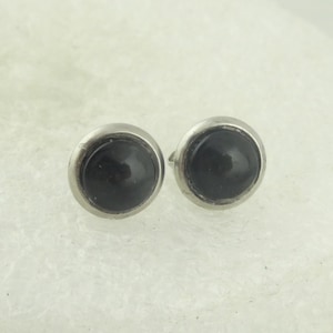 Stud Earrings Silver Black mini 6 mm Stainless Steel