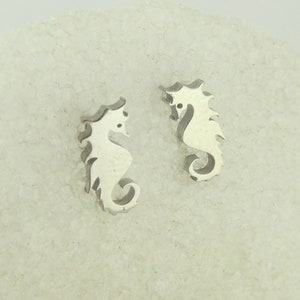 Stud Earrings Silver Seahorse Minimalist Stainless Steel,gift friend,sister