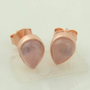 Örhängen i roséguld 925 sterlingsilver, rosa rosenkvartsdroppar