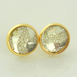 Boucles d&#39;oreilles clous cristal doré 12 mm acier inoxydable