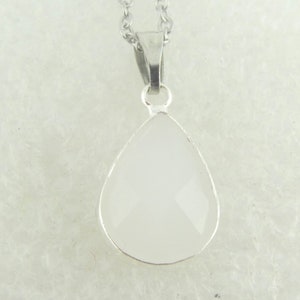 Chain Silver White Opal Crystal Drop Stainless Steel,teardrop necklace,crystal necklace necklace white 45cm necklace drop silver chain opal