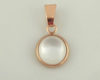 Pendant rose gold white opal 8 mm stainless steel