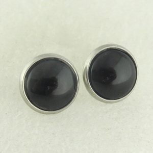 Orecchini a bottone argento nero 10 mm in acciaio inossidabile