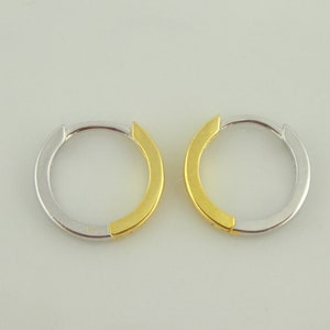 925 Sterling Silber Creolen Ohrringe Gold Silber Bicolor 12mm