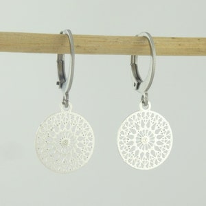 Brincos de argola prateados com pingente boho ornamentos aço inoxidável