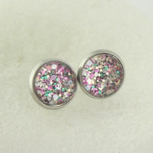 Orecchini a perno argento colorato 10 mm in acciaio inossidabile