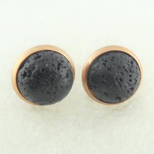 Ohrstecker Ohrringe Rosegold Schwarz Lava 10mm Edelstahl