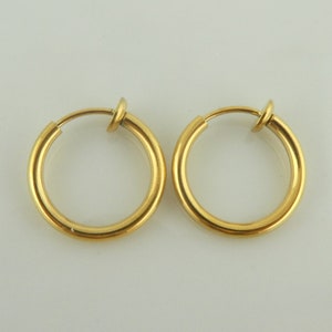 Boucles d'oreilles créoles clips dorées 16 mm acier inoxydable