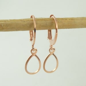 Hoop earrings rose gold with pendant drop stainless steel