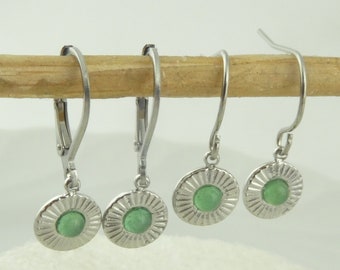 Boucles d'oreilles boucles d'oreilles argent aventurine verte acier inoxydable