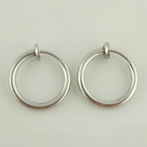 Brincos de argola Earclips Prata 16 mm Aço inoxidável