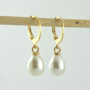 Pendientes de aro dorado blanco con cuentas colgantes gotas de acero inoxidable