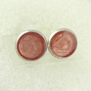 Stud earrings silver pink old pink 10 mm stainless steel
