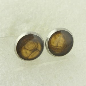Stud earrings silver black gold stainless steel 10 mm