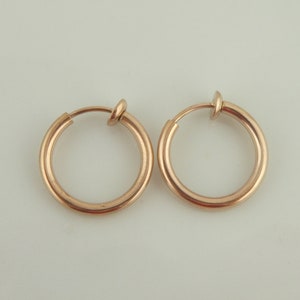 Earclips Hoop Earrings Rose Gold 16 mm Stainless Steel