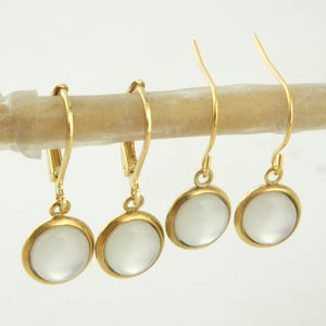 Ohrringe Ohrhänger Gold Weiß Opal 8mm Edelstahl