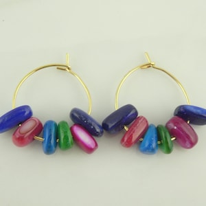 Hoop Earrings Gold Colorful 20 mm Stainless Steel
