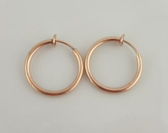 Ohrclips Creolen Ohrringe Rosegold rund minimalistisch 20mm Edelstahl,Boho Creolen