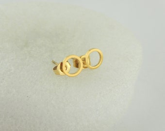 Stud Earrings gold circle open round matt minimalist 7mm stainless steel,gift