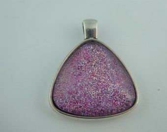 Cabochon Anhänger Silber-Rosa Dreieck Glitzer 25x25x25mm,Glitzer Kette