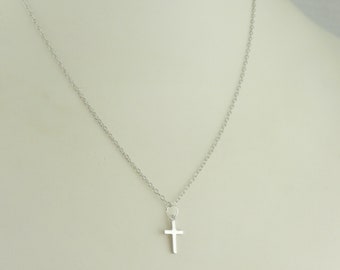 925 Sterling Silber Kette Halskette mit Anhänger Kreuz mini,Geschenk Freundin