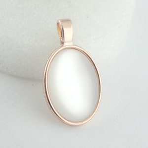 Cabochon pendant rose gold-white mother-of-pearl opal oval 25x18mm,bridal