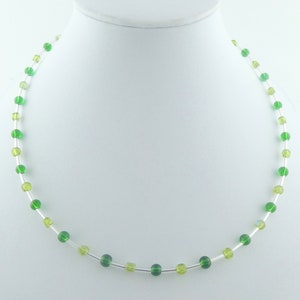 Kette Halskette Silber-Grün-Hellgrün Glasperlen minimalistisch 4mm,Muttertag Bild 5