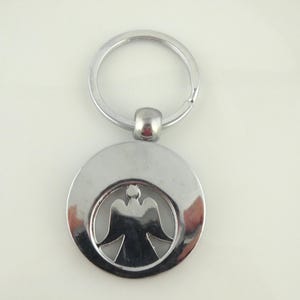 Keychain silver angel shopping cart chip stainless steel